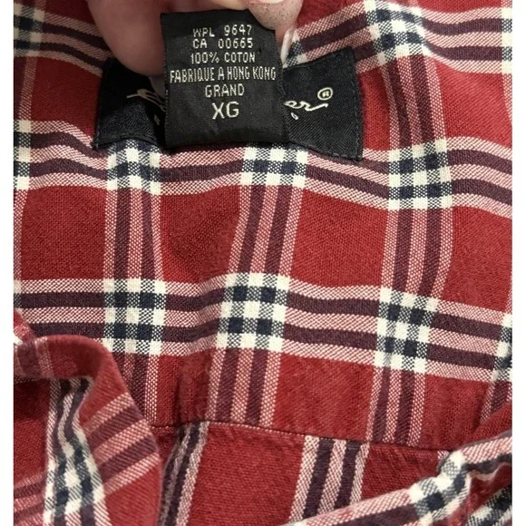 Eddie Bauer Flannel Shirt Mens Size XL Tall 100% Cotton Long Sleeve Red Plaid - Picture 7 of 16